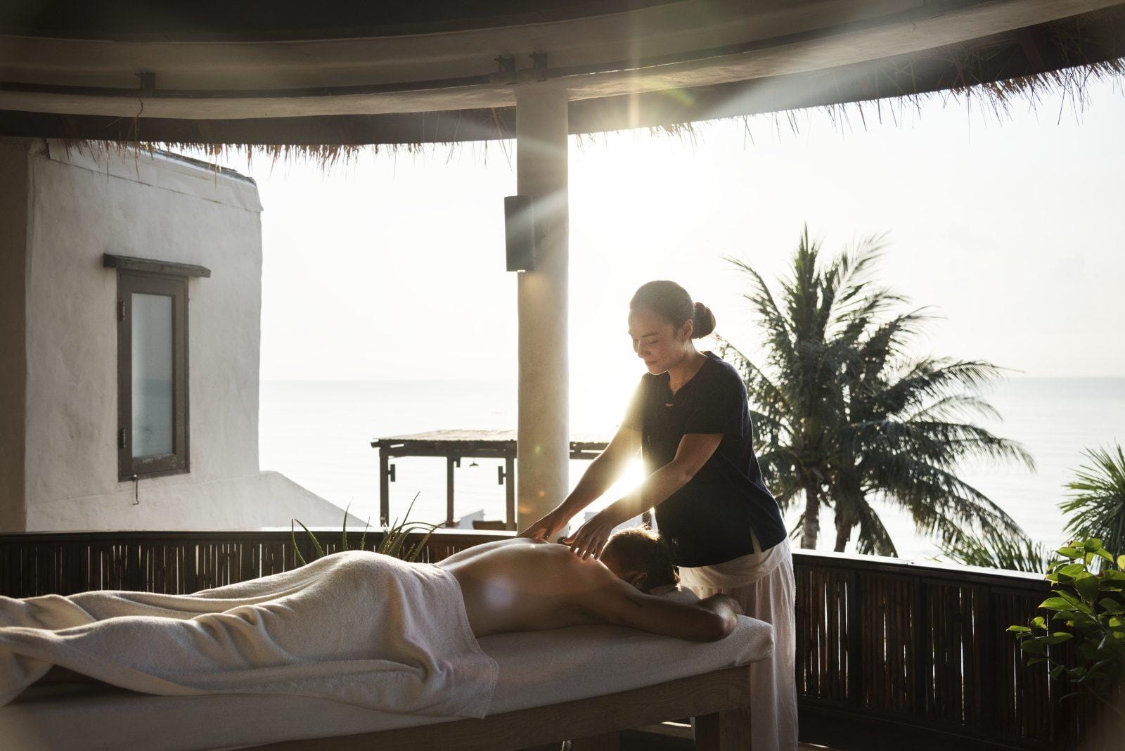 man getting a message at a spa